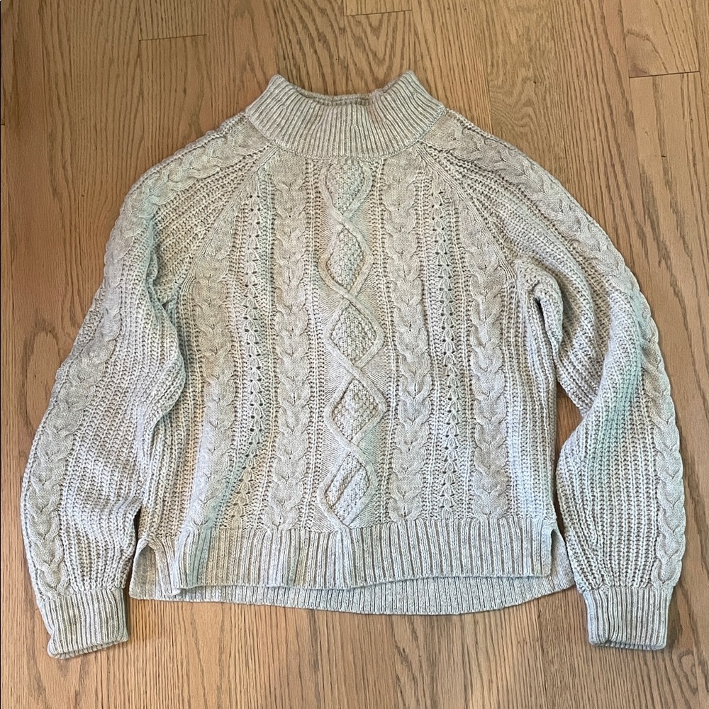 J. Crew Cable Knit Sweater in heathered gray